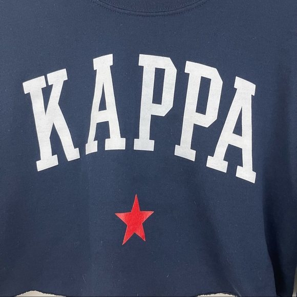 Navy Blue Kappa Star Cropped Long Sleeve Pullover Sweatshirt - Picture 2 of 5